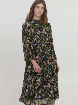 Květinové šaty Ichi černé