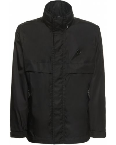 Nylónová bunda na zips s kapucňou Burberry čierna