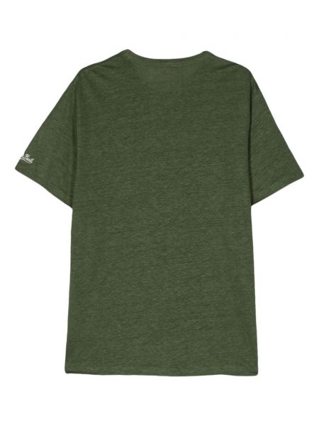 Lněné tričko s výšivkou Mc2 Saint Barth zelené