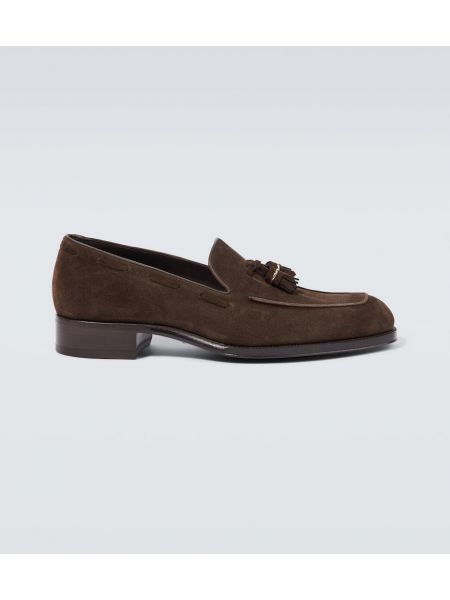 Loafers zamszowe Tom Ford brązowe