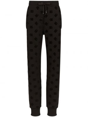 Памучни спортни панталони Dolce & Gabbana черно