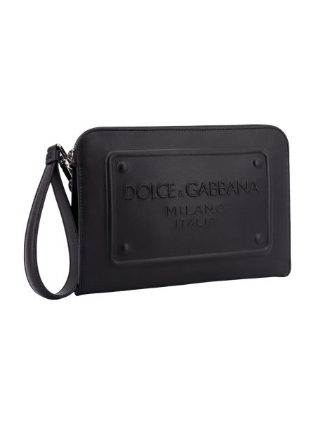 Bolso clutch de cuero Dolce & Gabbana negro