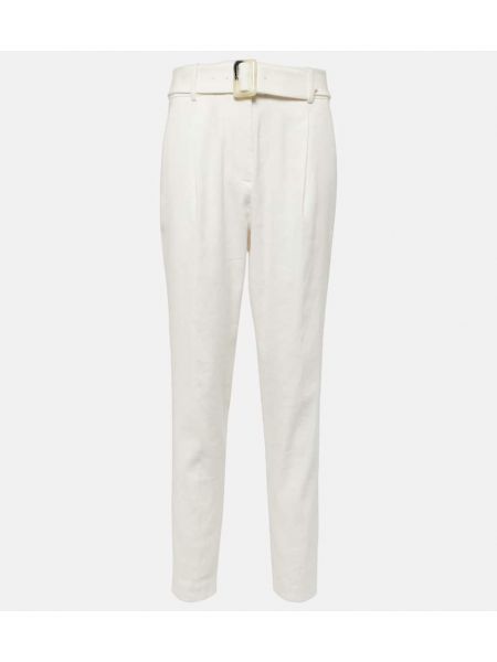 Pantalones rectos de lino Veronica Beard blanco