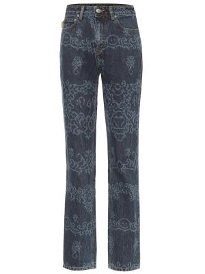 High waist straight jeans mit print Ganni blau