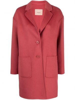 Vlněný kabát Twinset růžový