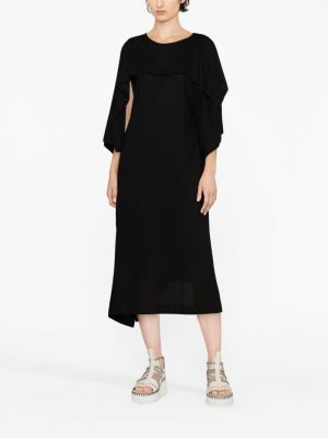 Drapované asymetrické bavlněné šaty Issey Miyake černé