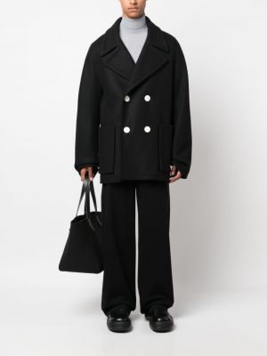 Vlněný kabát Lanvin černý