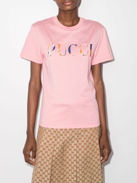 Camiseta de algodón con estampado Emilio Pucci rosa