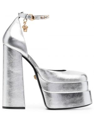 Pantofi cu toc cu platformă Versace argintiu