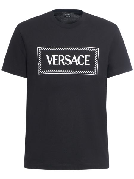 Camiseta de algodón Versace negro