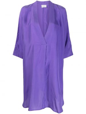 Hedvábné šaty s výstřihem do v P.a.r.o.s.h. - fialová