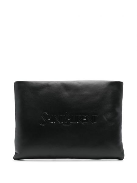 Kožna clutch torbica Saint Laurent crna