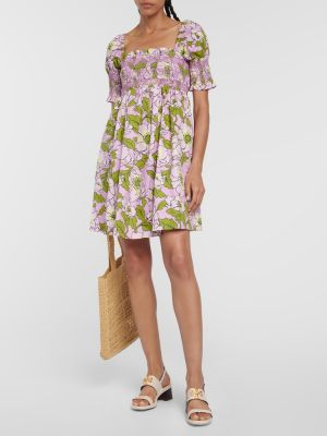 Mini vestido de algodón de flores de flores Tory Burch