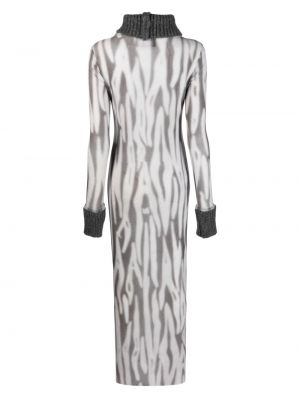 Dlouhé šaty s potiskem s abstraktním vzorem John Richmond šedé