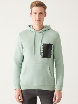 Flīsa kapučdžemperis ar apdruku Avva zaļš
