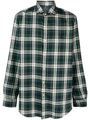 Rūtainas kokvilnas krekls ar izšuvumiem Polo Ralph Lauren zaļš