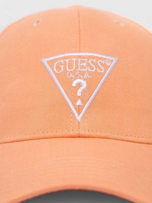 Хлопковая шапка с аппликацией Guess оранжевая