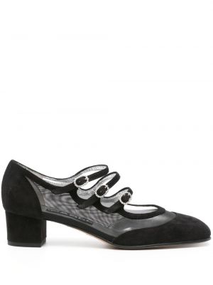 Велурени полуотворени обувки Carel Paris черно