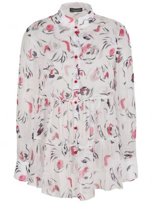 Bluză de mătase cu imagine cu imprimeu abstract Emporio Armani alb