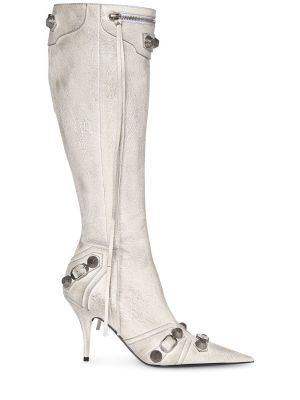 Кожени ботуши над коляно Balenciaga бяло