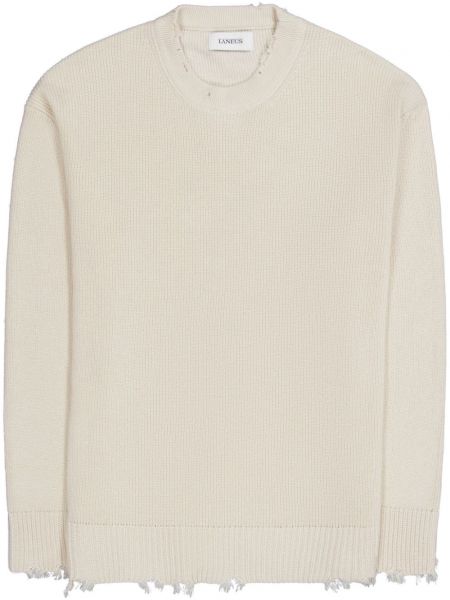 Pull long effet usé en coton Laneus blanc