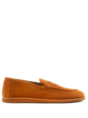 Pantofi loafer cu broderie din piele de căprioară Giorgio Armani maro