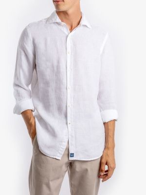 Camisa de lino slim fit Wickett Jones blanco