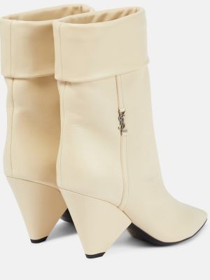 Ankle boots skórzane Saint Laurent białe