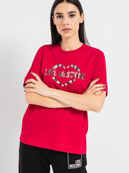 Хлопковая футболка Love Moschino красная
