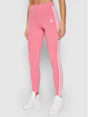 Prugaste tajice slim fit Adidas ružičasta