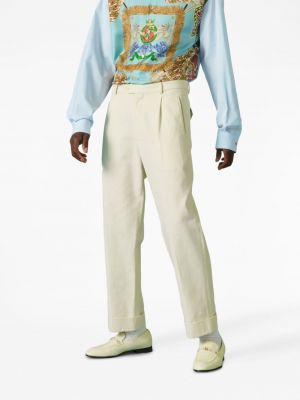 Kalhoty s výšivkou Gucci bílé
