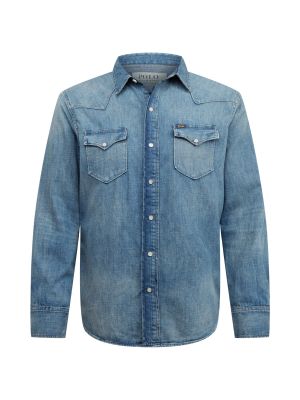 Camicia jeans a maniche lunghe di cotone Polo Ralph Lauren blu