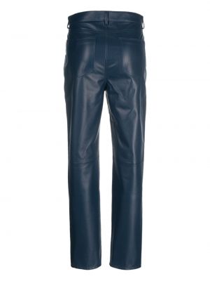 Pantalon droit en cuir Simonetta Ravizza bleu