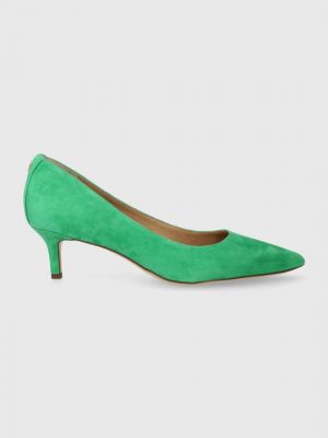 Замшевые туфли на каблуке Lauren Ralph Lauren зеленые