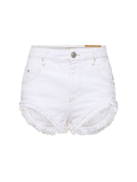 Jeansshorts med fransar i bomull Isabel Marant vit