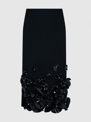 Черная шерстяная юбка с аппликацией David Koma