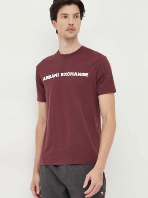 Koszulka bawełniana Armani Exchange bordowa