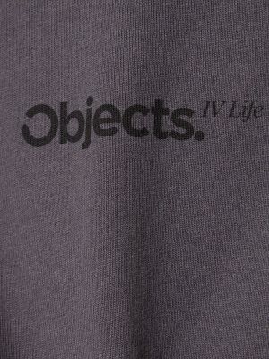 Bavlnené tričko s potlačou Objects Iv Life sivá