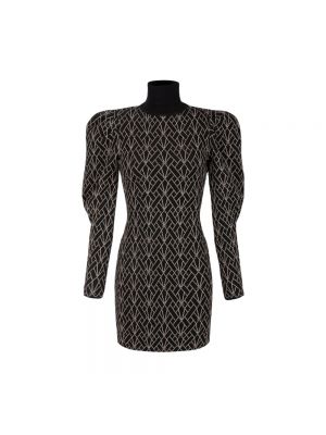 Sukienka mini z wiskozy w geometryczne wzory Elisabetta Franchi czarna