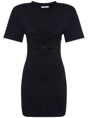 Černé drapované bavlněné mini šaty jersey Nensi Dojaka