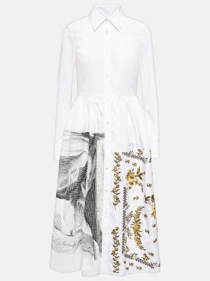Платье-рубашка из хлопка с принтом Sutton ERDEM белый