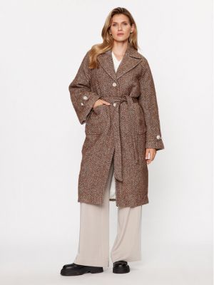 Oversized vlněný zimní kabát Custommade hnědý