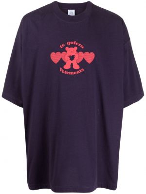 Raštuotas medvilninis marškinėliai Vetements violetinė