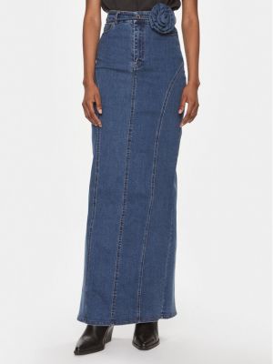Slim fit priliehavá džínsová sukňa Rotate modrá