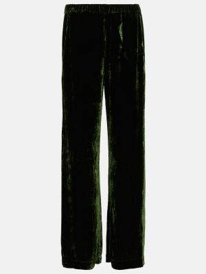 Žametne hlače iz rebrastega žameta Velvet zelena