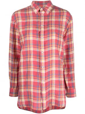 Kockovaná košeľa na gombíky Polo Ralph Lauren ružová