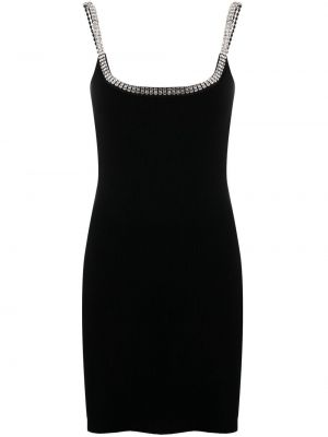 Коктейлна рокля без ръкави с кристали Paco Rabanne черно