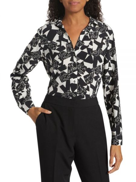 Шелковая блузка с абстрактным узором Elie Tahari