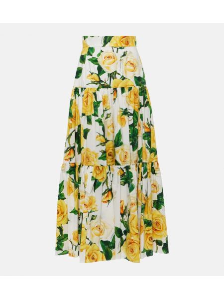 Pamučna maksi suknja s cvjetnim printom Dolce&gabbana