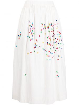 Bavlněné midi sukně s výšivkou Mii bílé